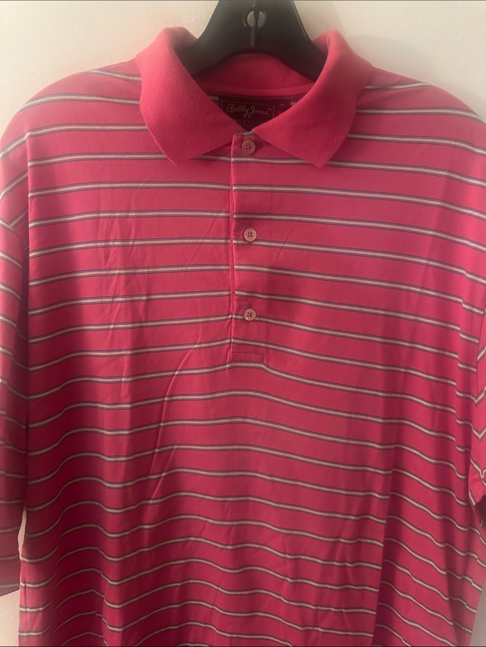 Bobby Jones Pink Striped Polo Shirt - Classic Short Sleeve